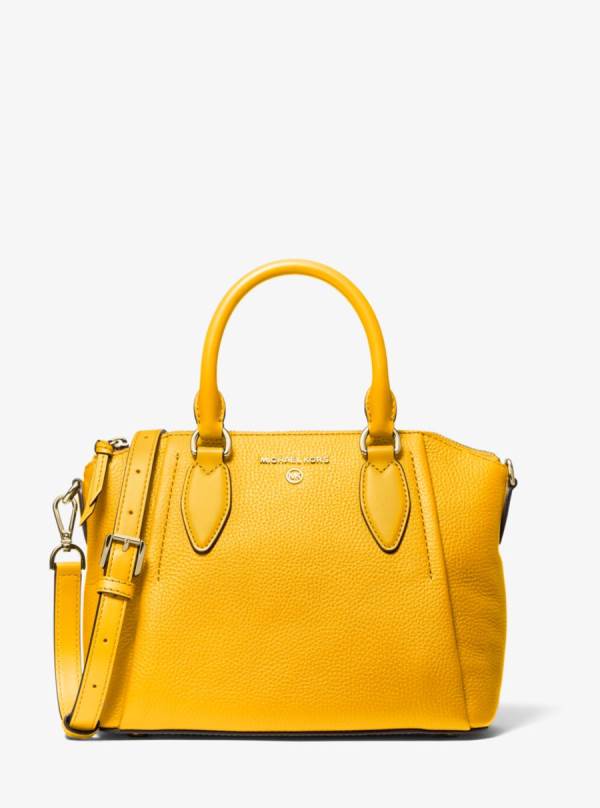 Damske Satchel Taske Michael Kors Sienna Medium Pebbled Leather Žlté - Kabelky Michael Kors Vypredaj | JLOTM-8403